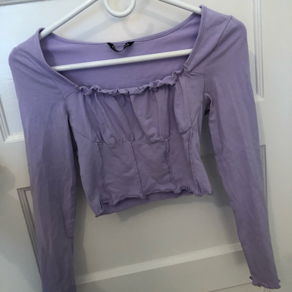 Lavender long sleeve crop top